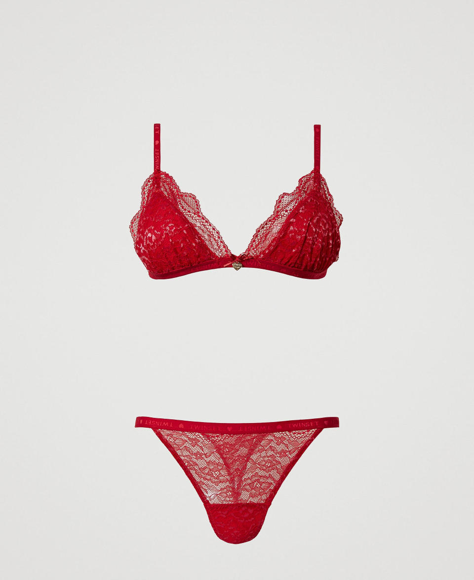 Lace triangle bra and g-string set Tango Red Woman 241LL6A22_10766_0S