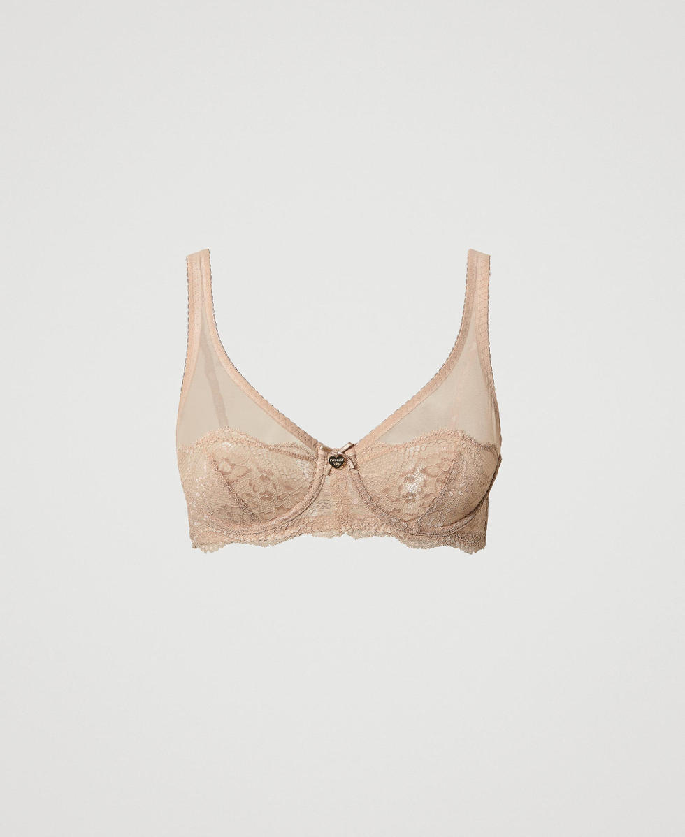 Underwire lace and tulle bra