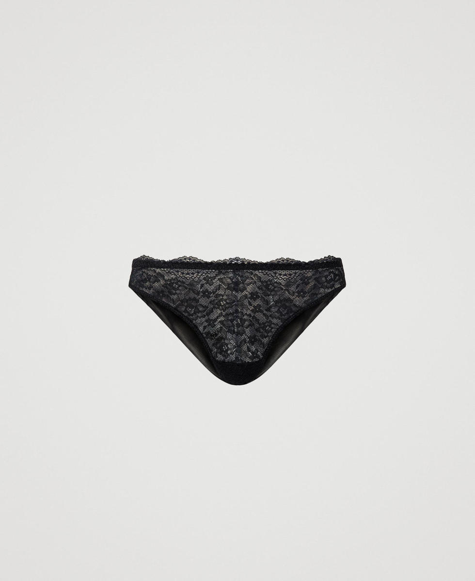 Brazilian-Slip aus Spitze und T&uuml;ll Schwarz Frau 241LL6A77_00006_S0
