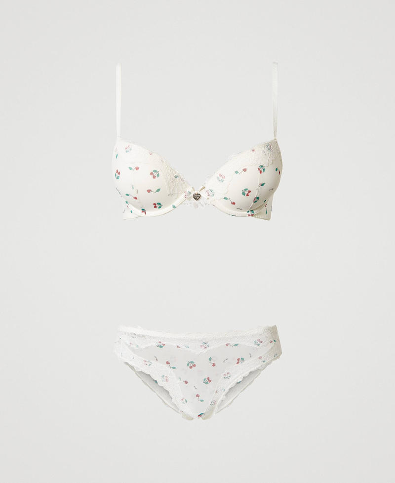 Tulle push-up bra and Brazilian brief set