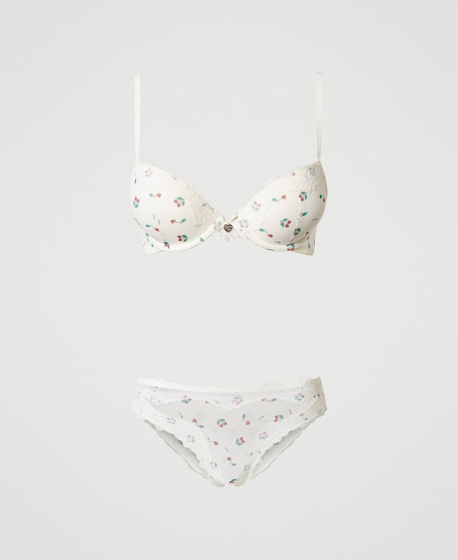 Tulle push-up bra and Brazilian brief set