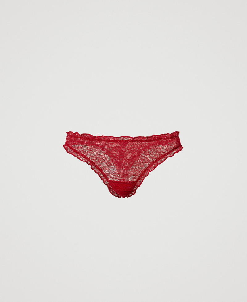 Lace and tulle g-string set Cherry Print / Antique White Woman 241LL6B67_11419_07