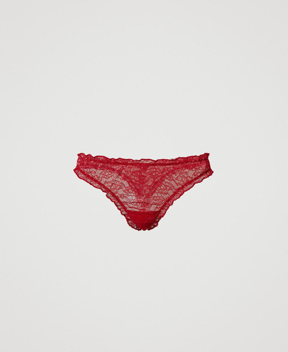 Lace and tulle g-string set Cherry Print / Antique White Woman 241LL6B67_11419_07