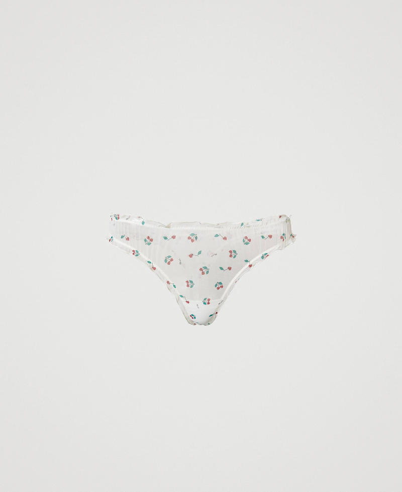 Lace and tulle g-string set Cherry Print / Antique White Woman 241LL6B67_11419_0S