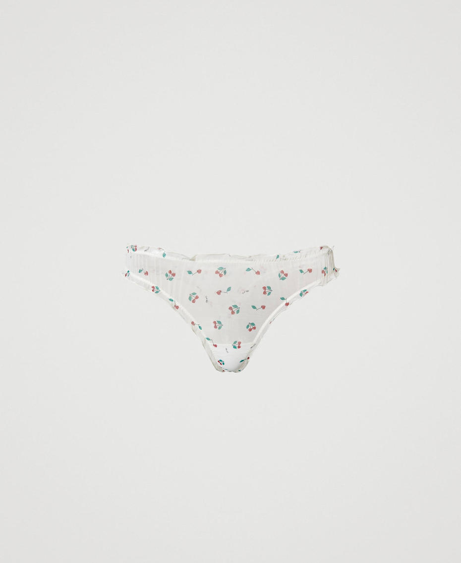 Lace and tulle g-string set Cherry Print / Antique White Woman 241LL6B67_11419_S0
