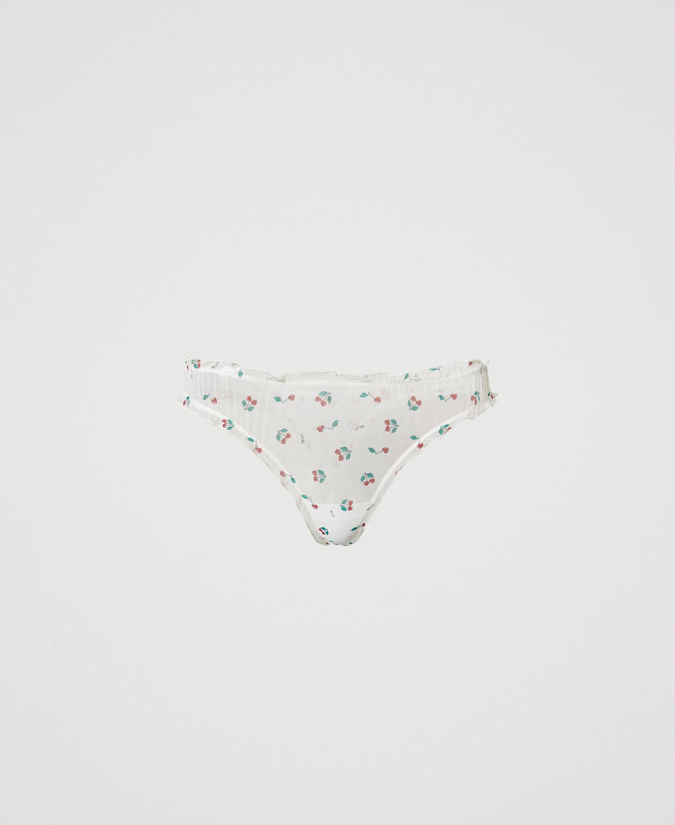 Lace and tulle g-string set Cherry Print / Antique White Woman 241LL6B67_11419_0S