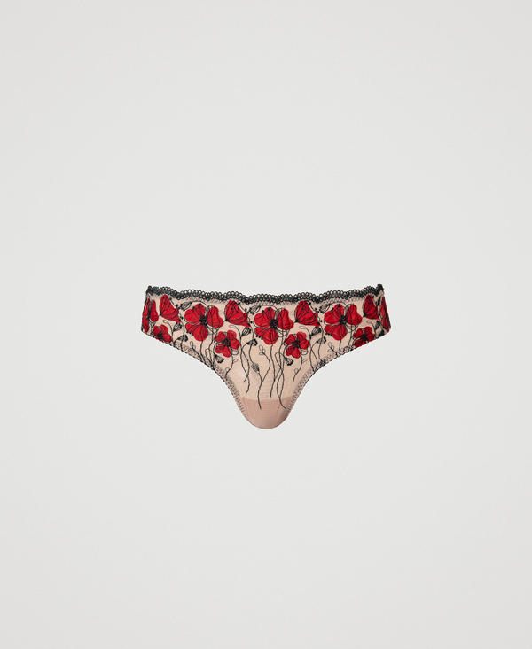 String avec broderie florale