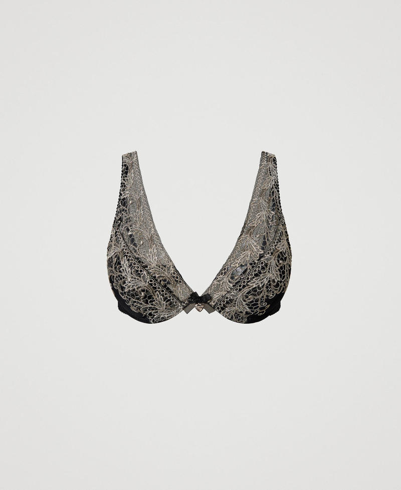 Sujetador bralette de tul bordado Mujer Negro TWINSET Milano