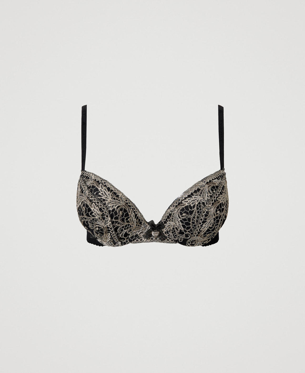 Embroidered tulle push-up bra