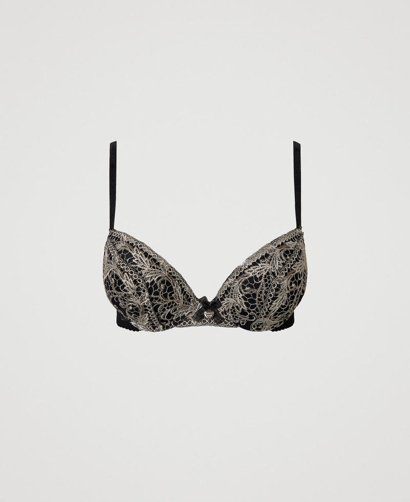 Embroidered tulle push-up bra