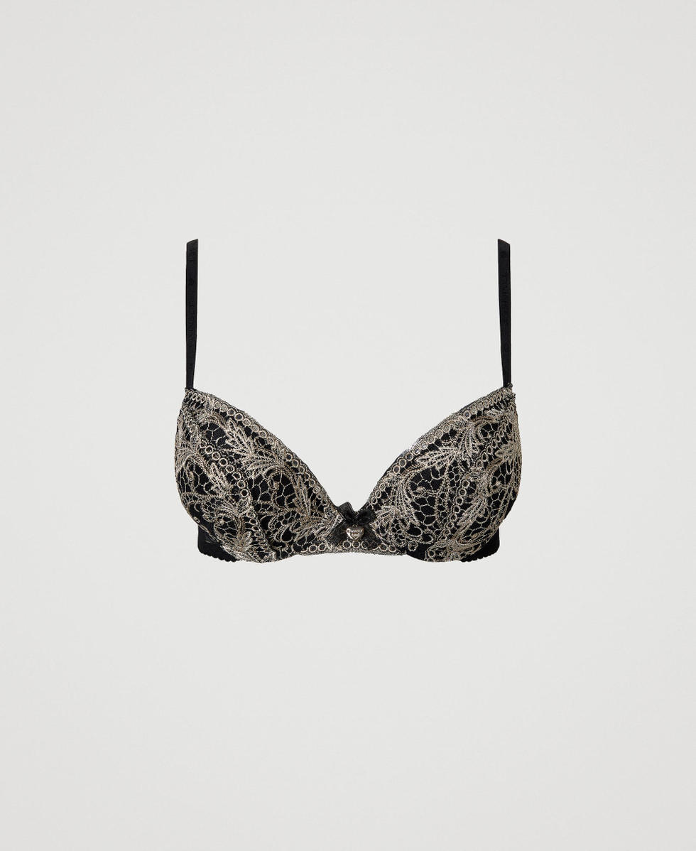 Soutien-gorge push-up en tulle brod&eacute;