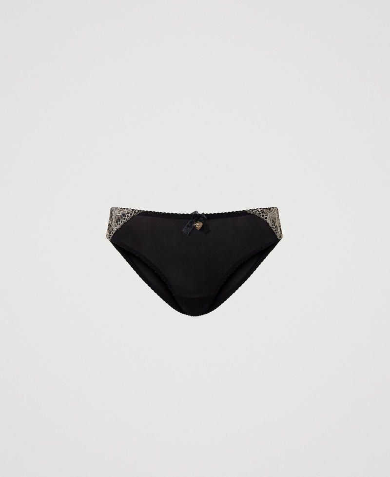Briefs with embroidered tulle inserts