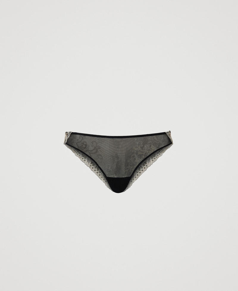 Embroidered tulle Brazilian briefs