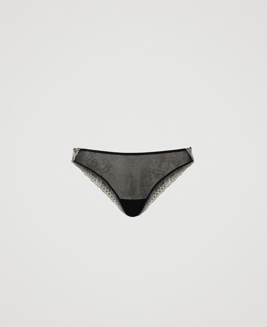 Embroidered tulle Brazilian briefs