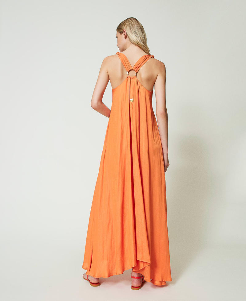Abito lungo in raso jacquard
