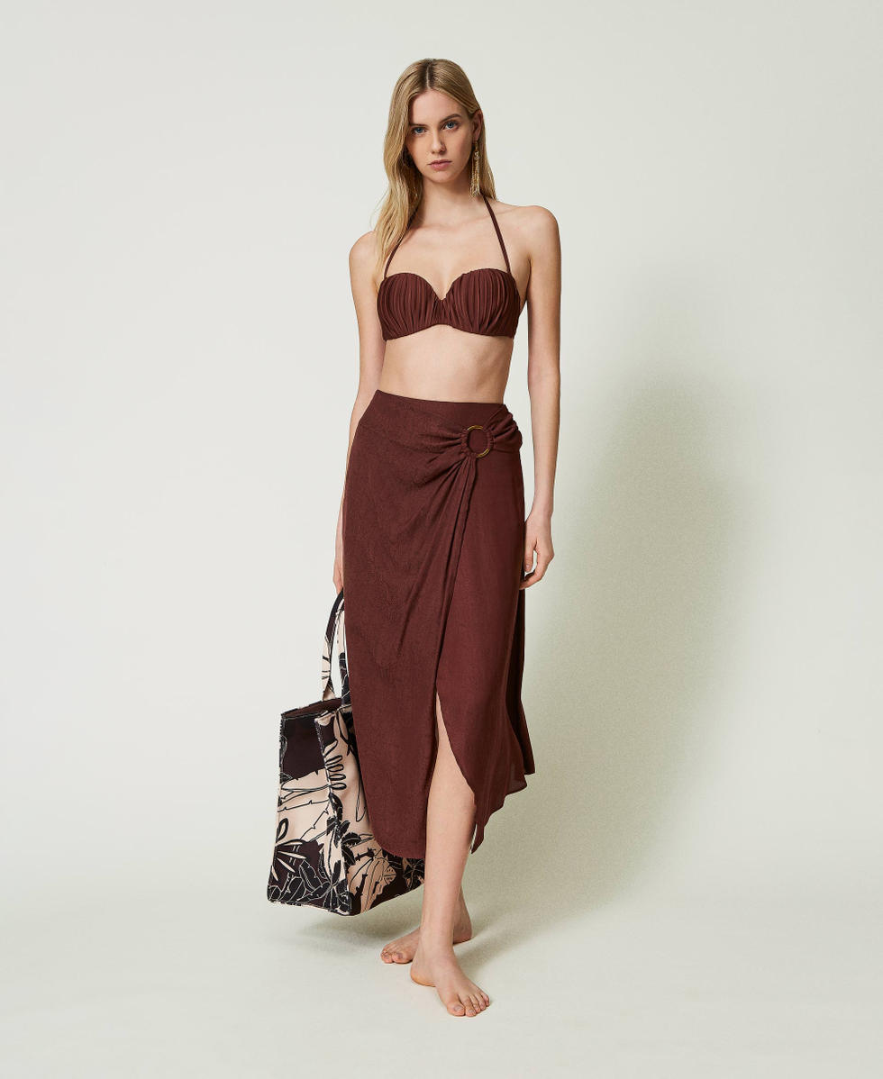 Midi jacquard satin skirt Woman, Brown | TWINSET Milano