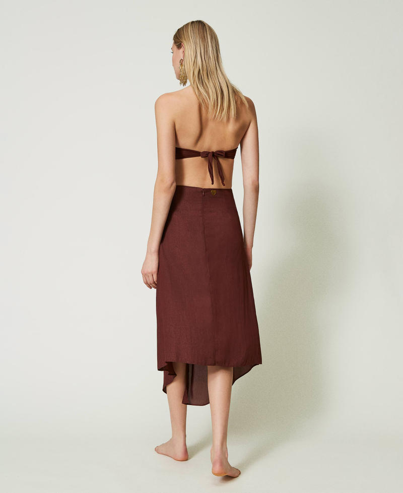 Midi jacquard satin skirt "Bitter Chocolate" Brown Woman 241LM2EDD_11504_03