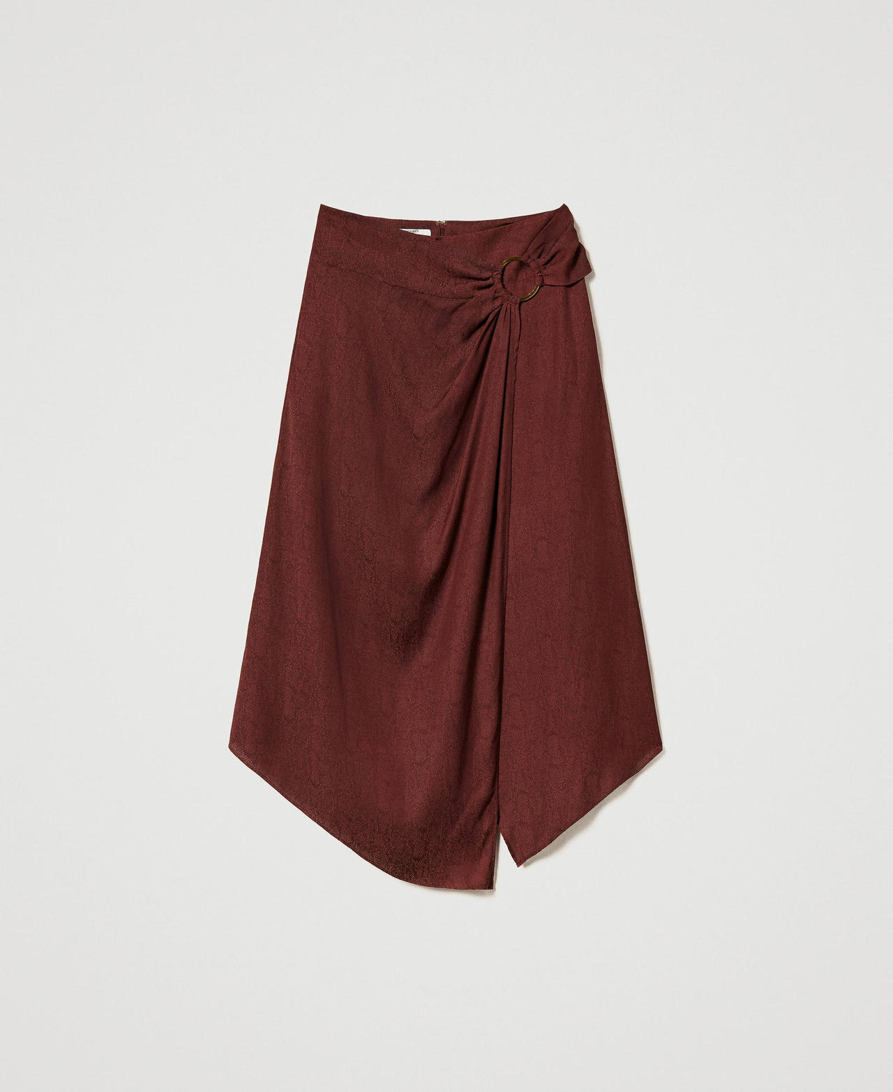 Midi jacquard satin skirt "Bitter Chocolate" Brown Woman 241LM2EDD_11504_0S