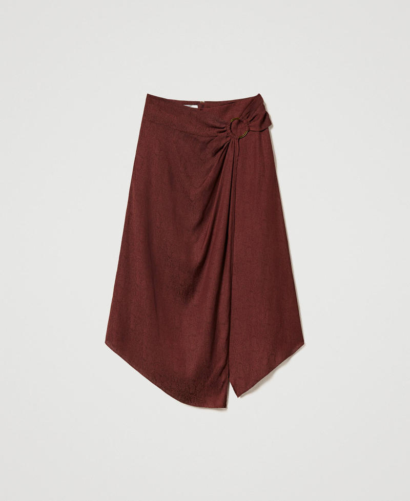 Midi jacquard satin skirt "Bitter Chocolate" Brown Woman 241LM2EDD-0S