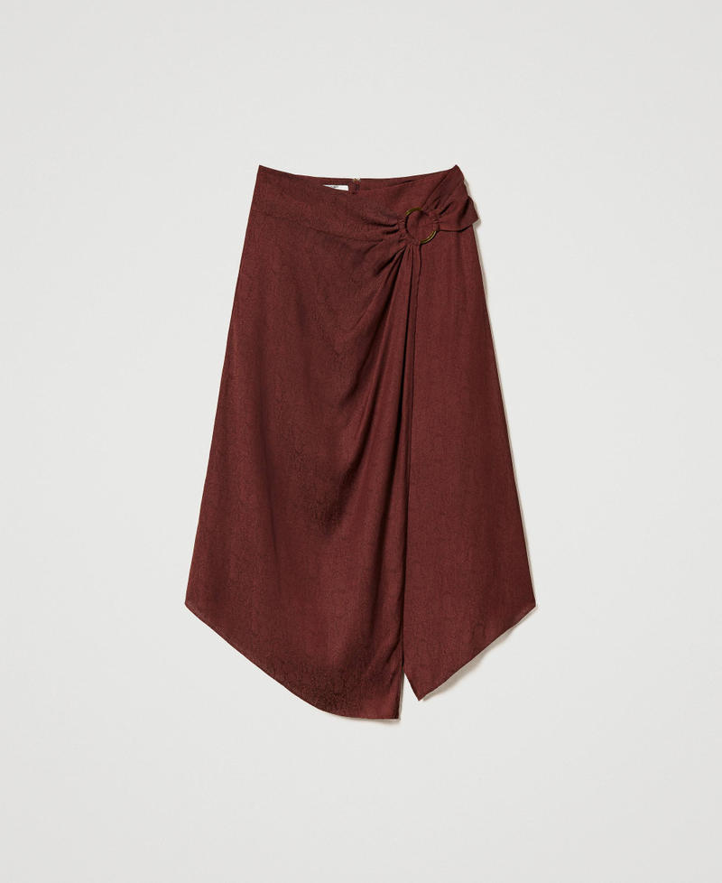 Midi jacquard satin skirt "Bitter Chocolate" Brown Woman 241LM2EDD_11504_0S