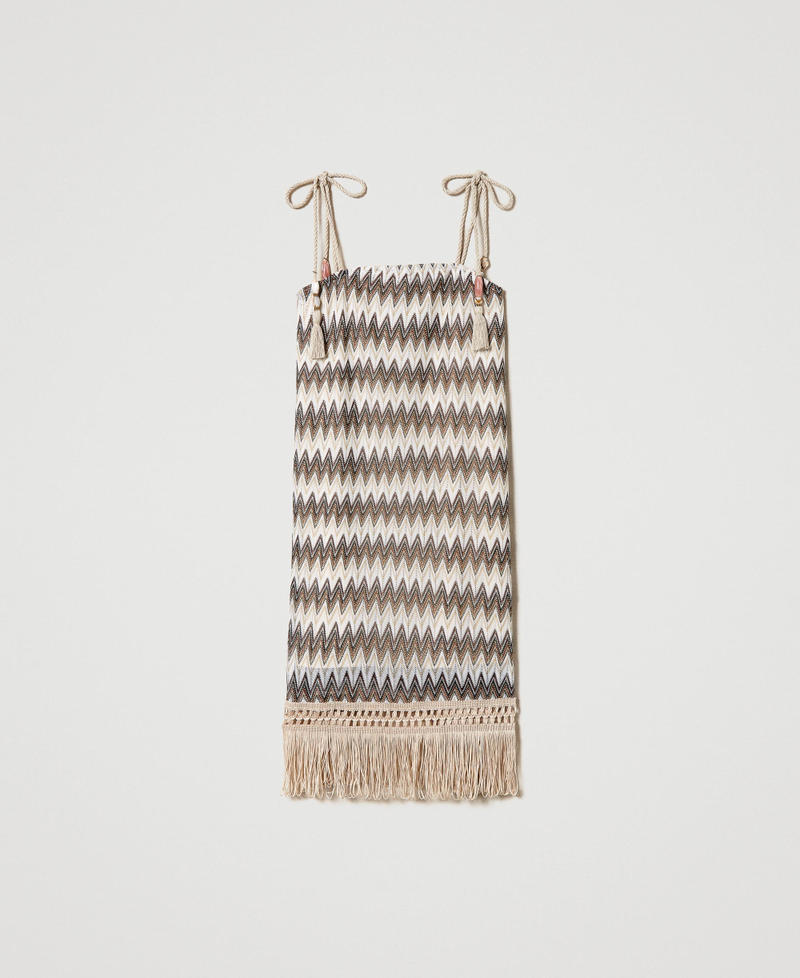 Short jacquard dress with fringes