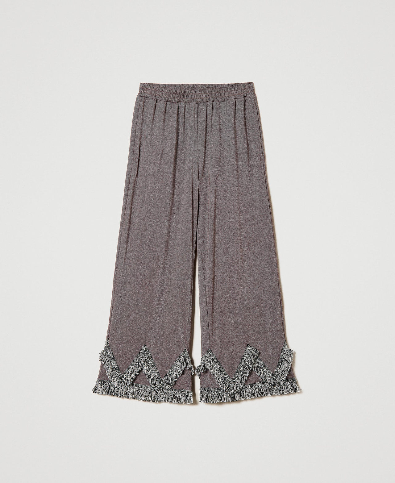 Palazzo trousers with two-tone fringes