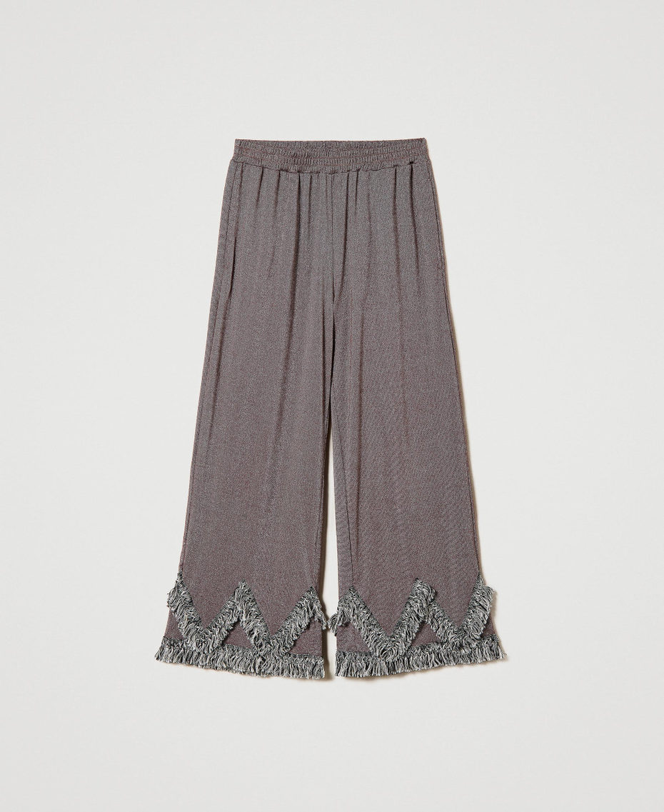 Palazzo trousers with two-tone fringes "Bitter Chocolate" Brown Woman 241LM2HBB-0S
