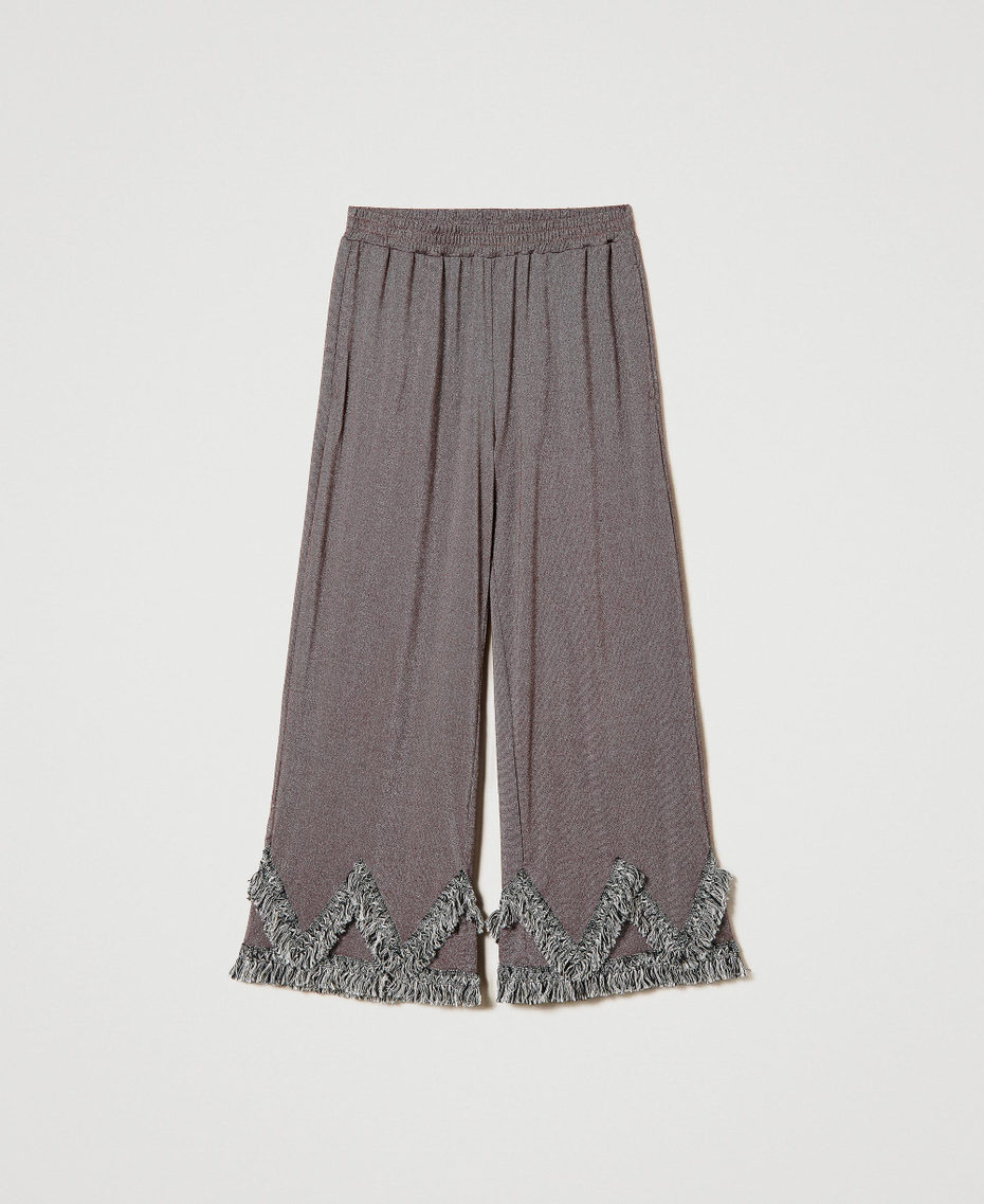 Palazzo trousers with two-tone fringes