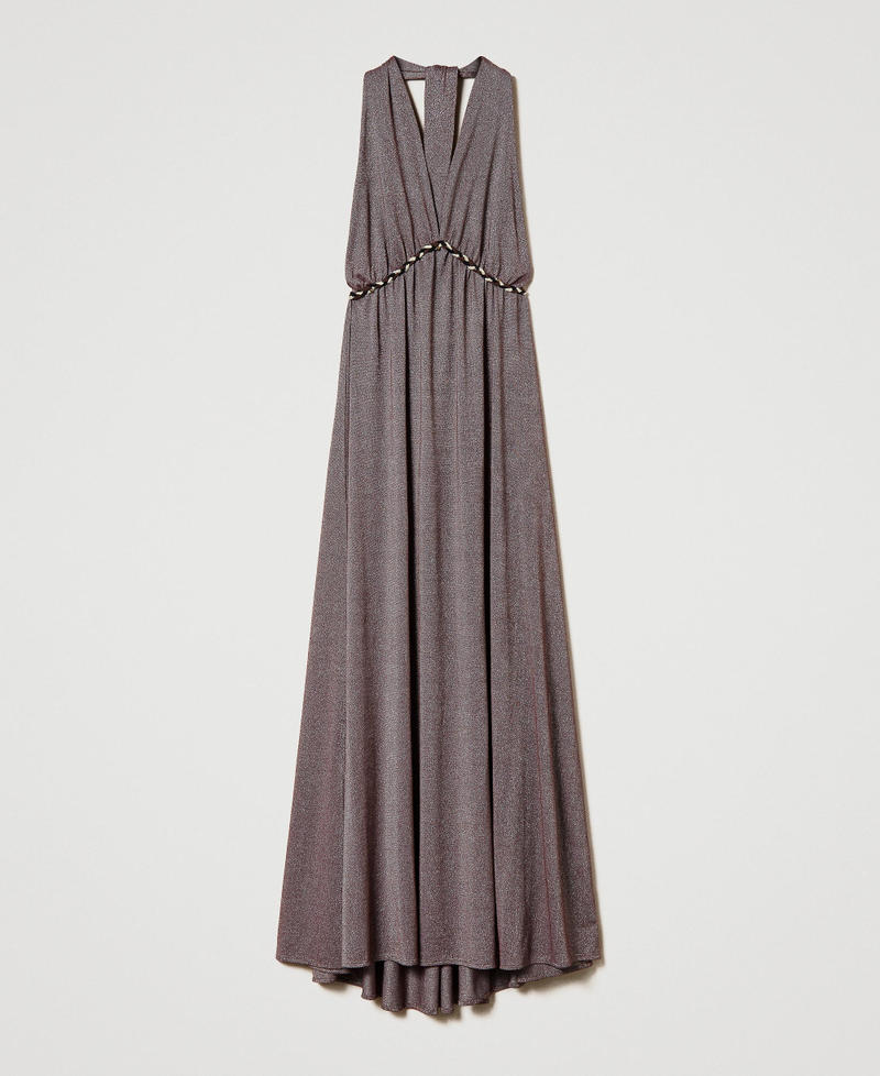 Long dress with plaited lace "Bitter Chocolate" Brown Woman 241LM2HFF-0S