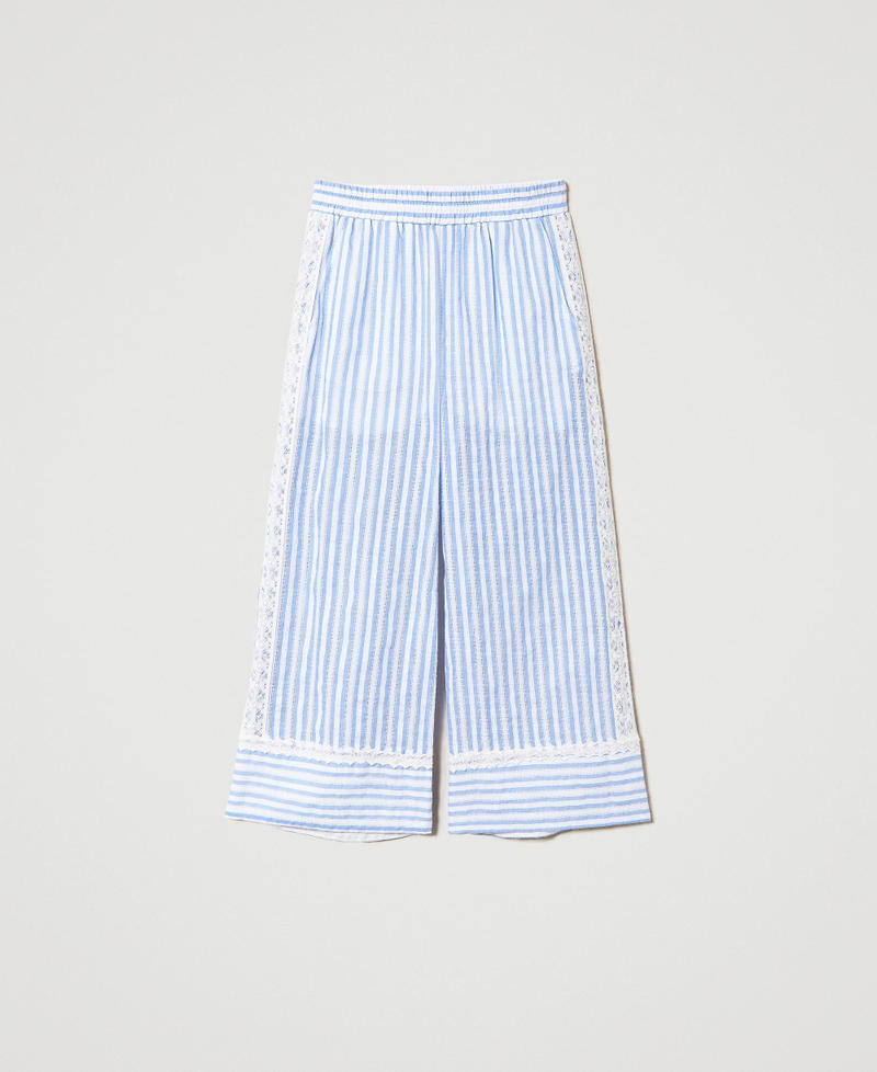 Pantaloni a palazzo jacquard con macram&egrave;