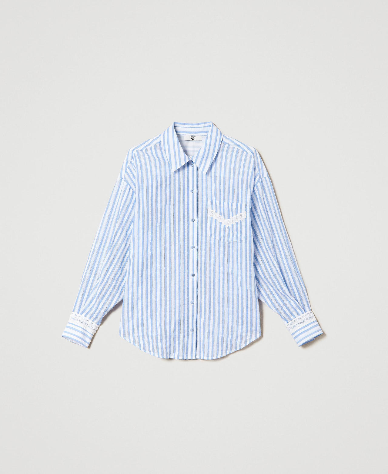 Jacquard shirt with macramé