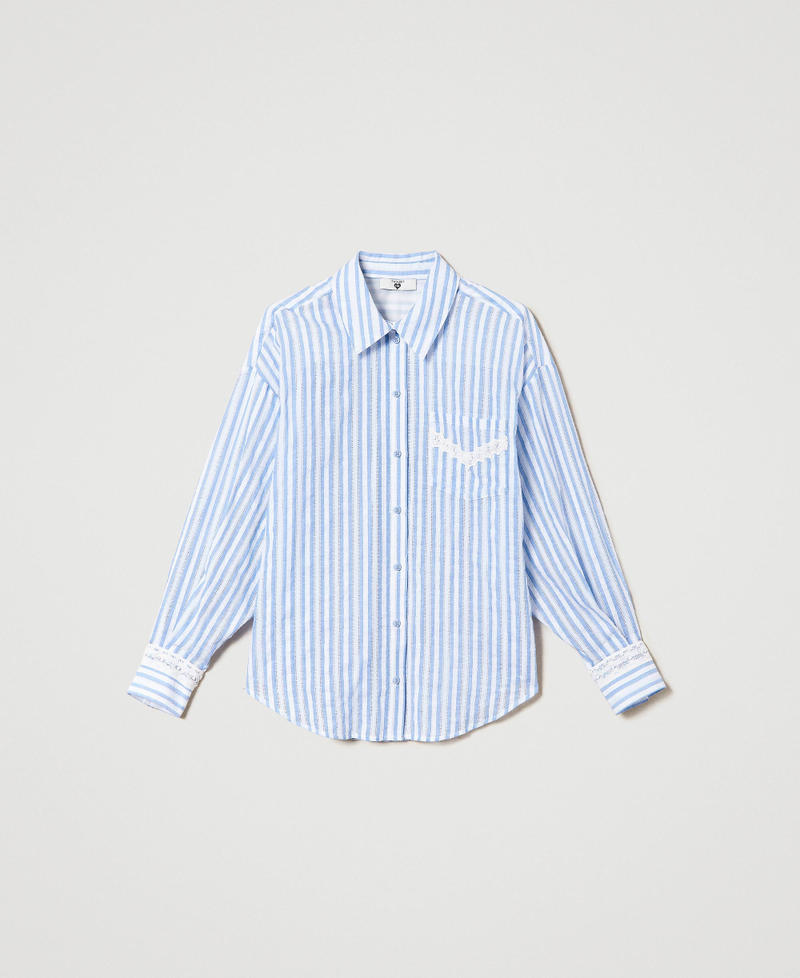 Jacquard shirt with macramé