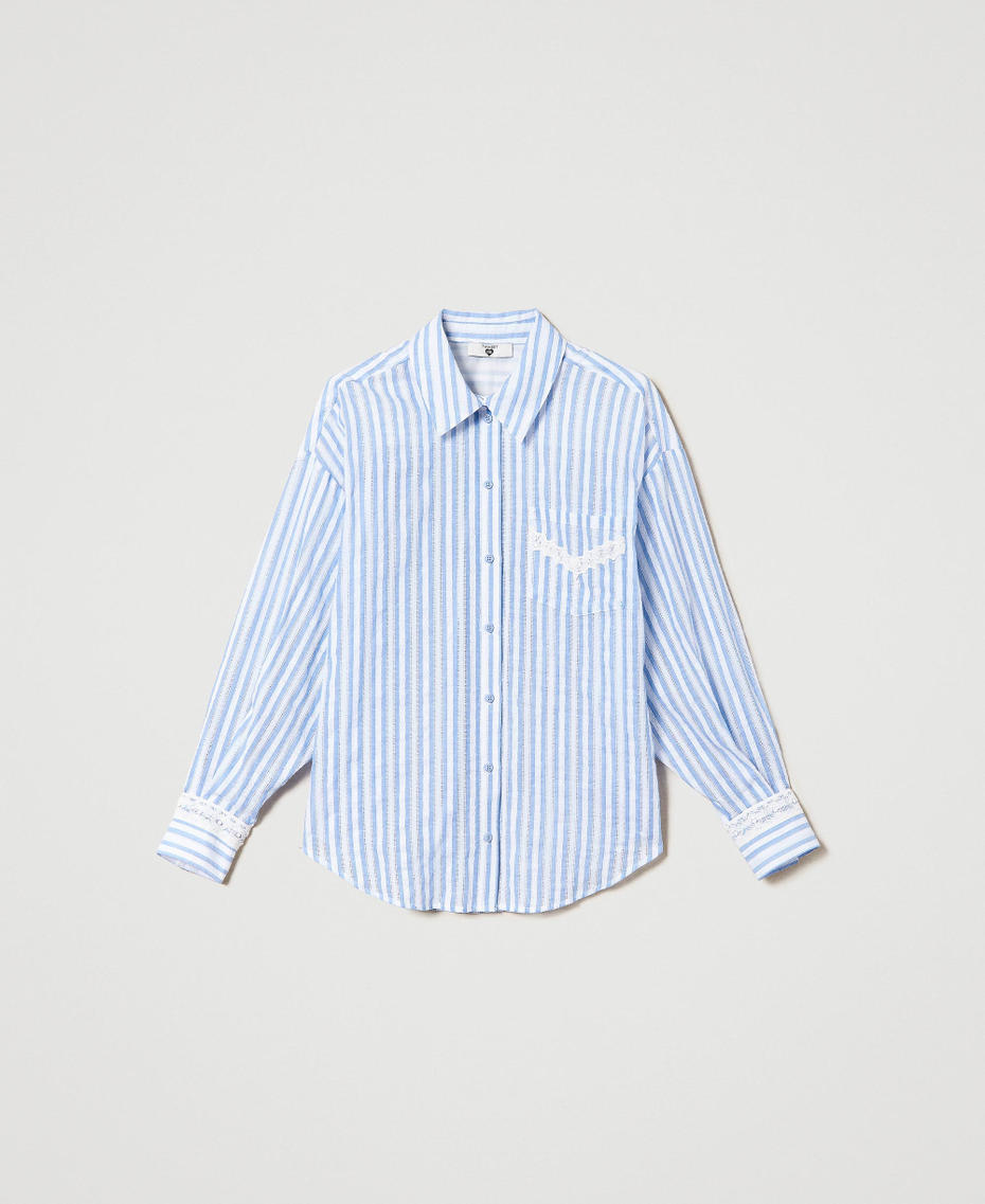 Jacquardhemd mit Makrameedetails