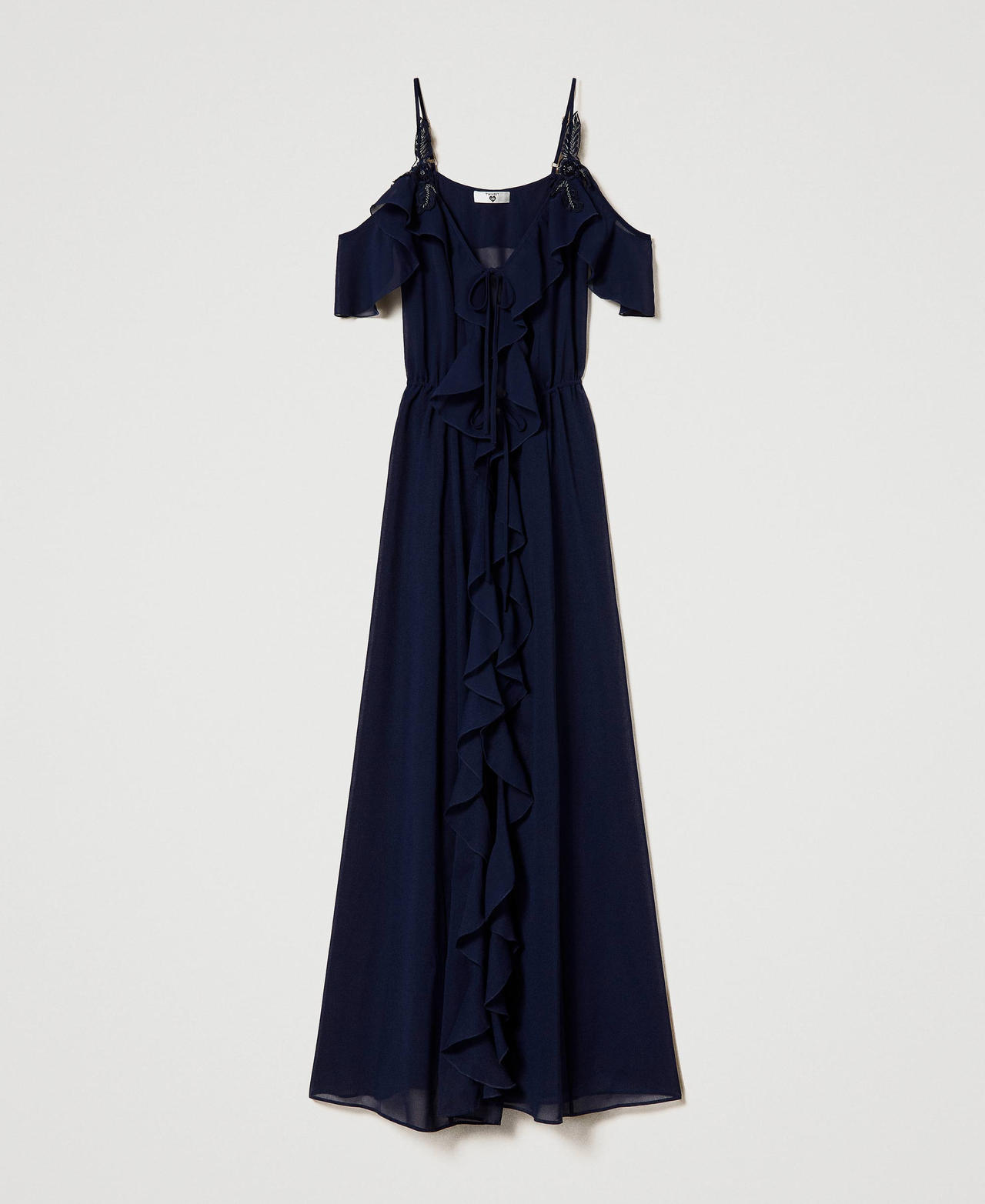 Caftano lungo in georgette Blu Blackout Donna 241LM2LDD_00481_0S
