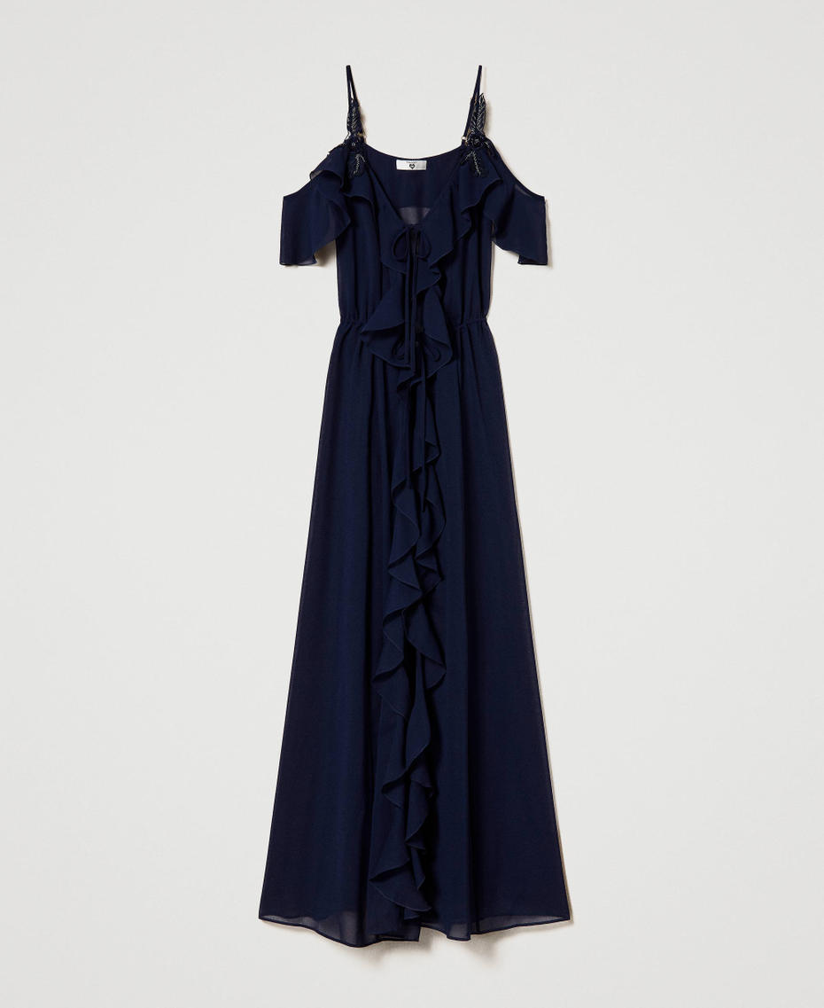 Caftano lungo in georgette Blu Blackout Donna 241LM2LDD_00481_S0