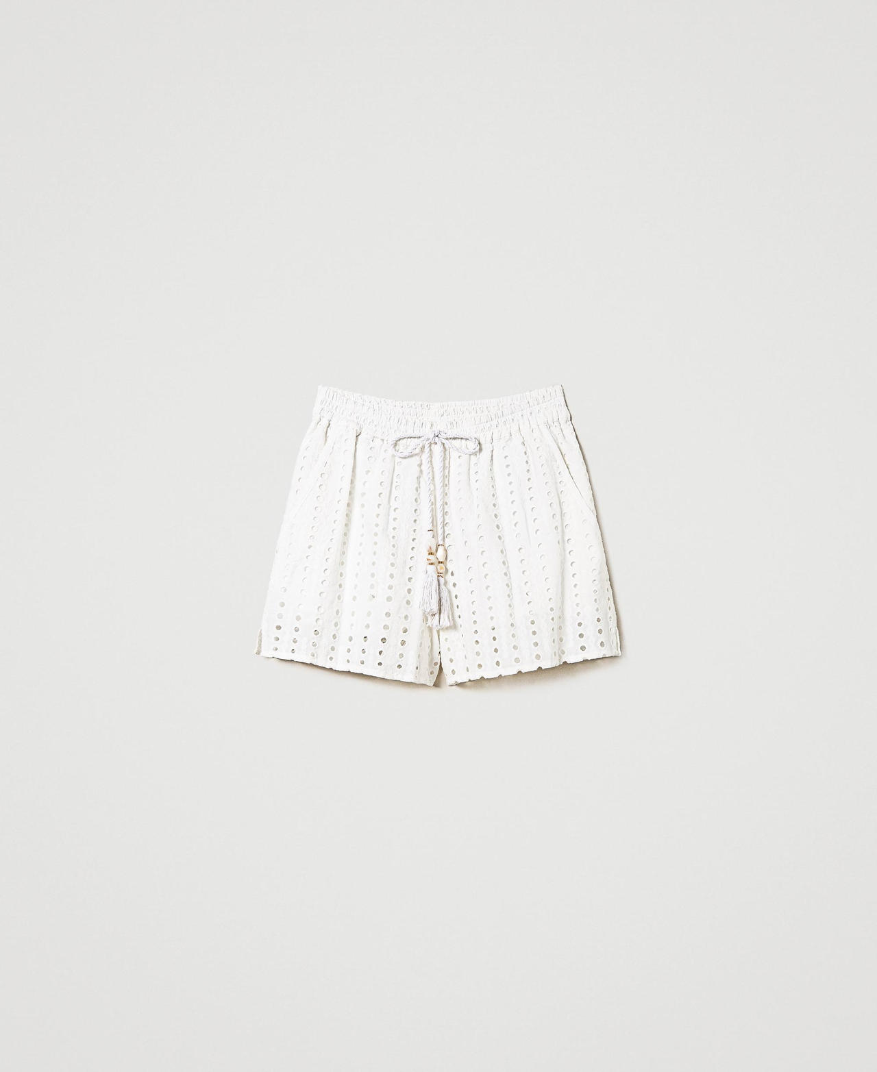 Pantalones cortos bordado inglés con cordón Star White Mujer 241LM2MGG-0S