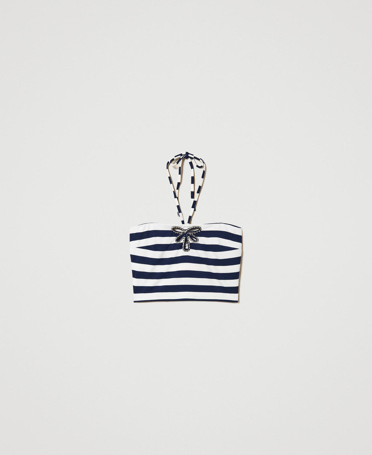 Jacquard knit top with embroidery