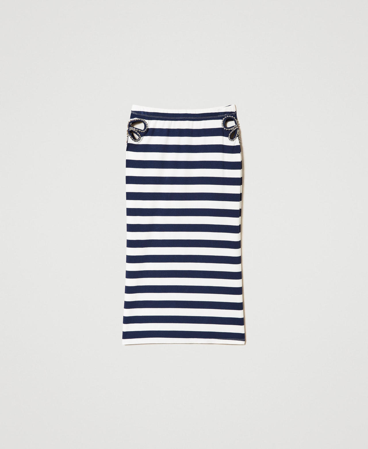 Jupe mi-longue jacquard avec broderie