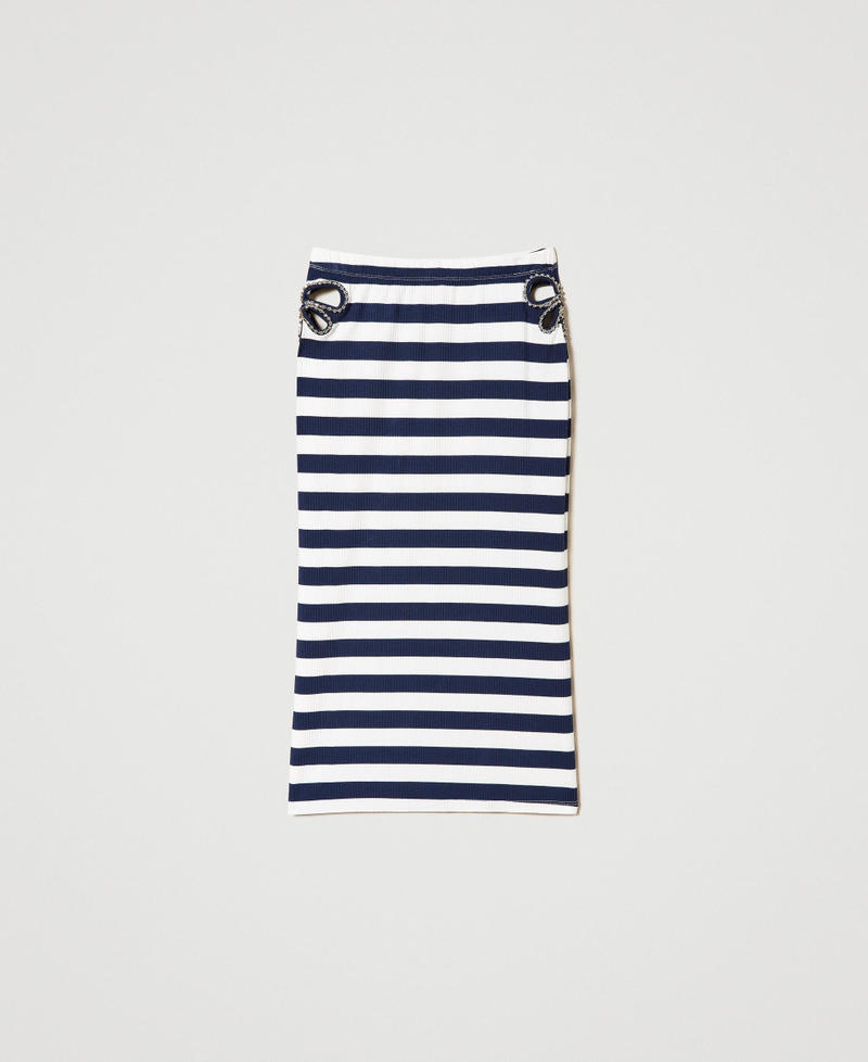 Jupe mi-longue jacquard avec broderie