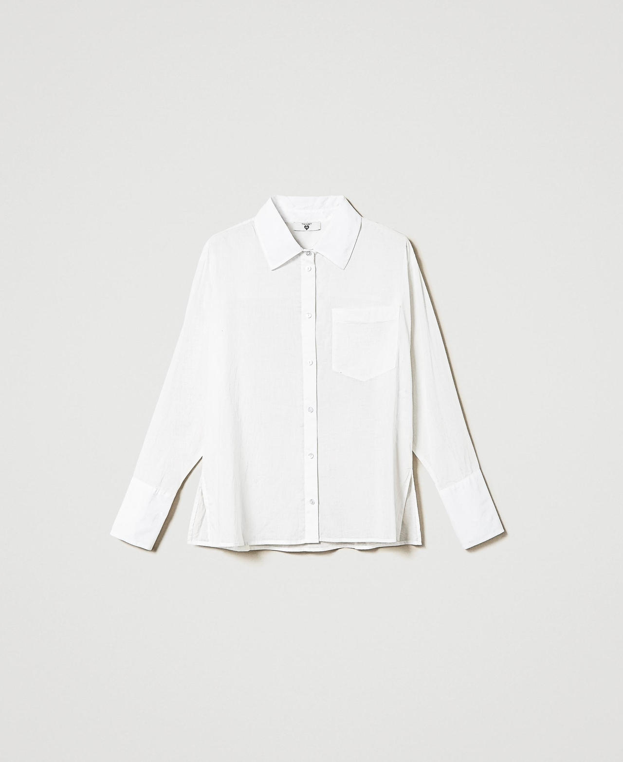 Camicia in mussola con tasca applicata Star White Donna 241LM2RDD_10298_0S