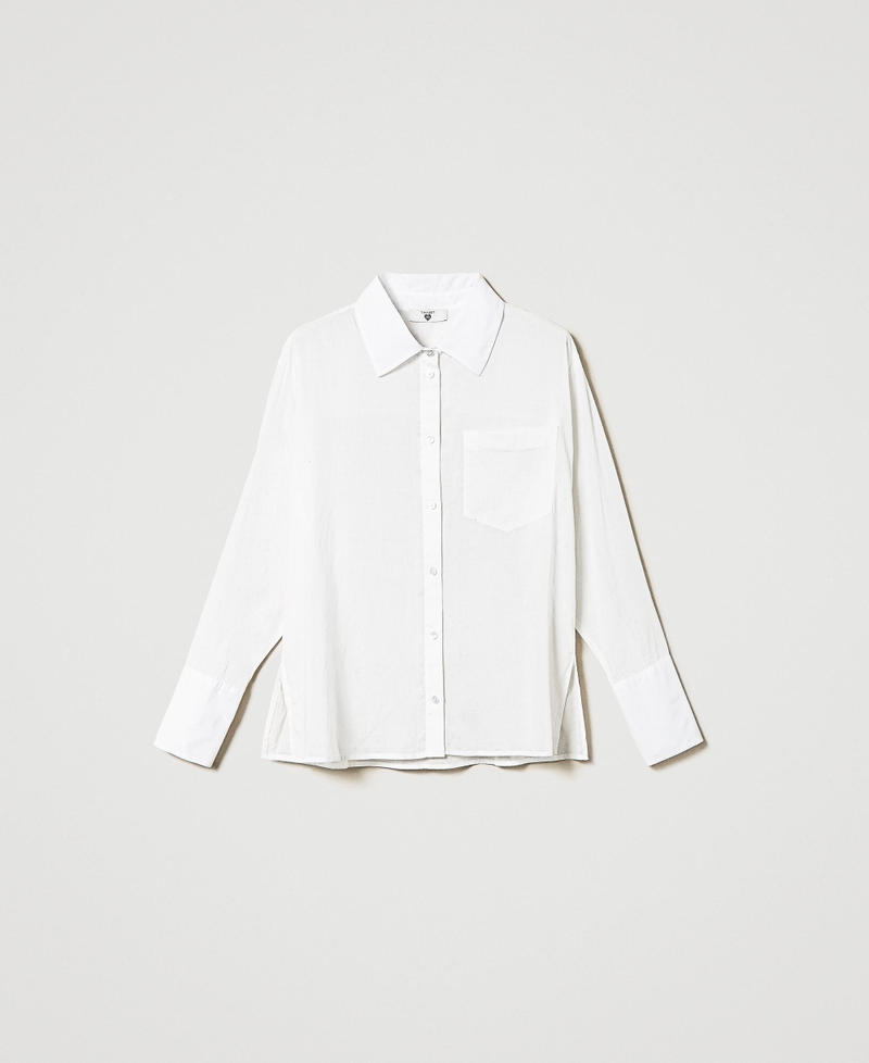 Muslin shirt with appliquéd pocket Star White Woman 241LM2RDD-0S