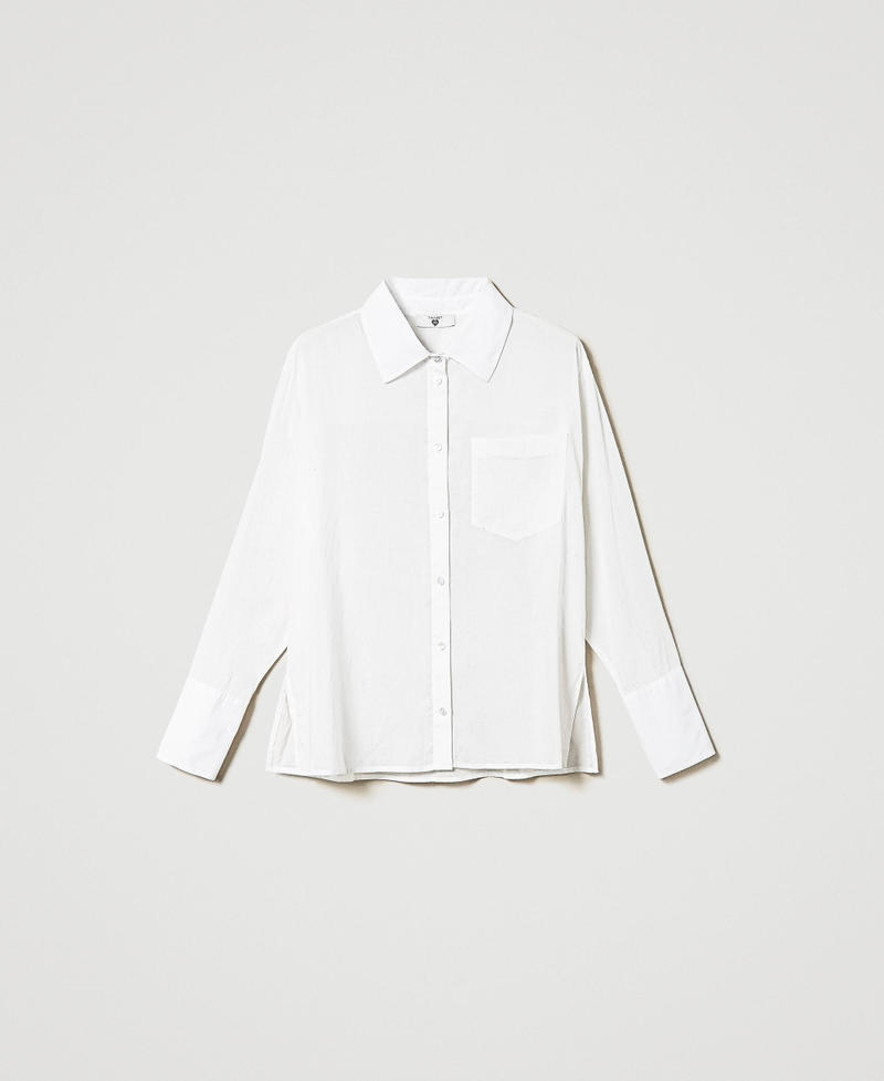 Camicia in mussola con tasca applicata Star White Donna 241LM2RDD_10298_0S