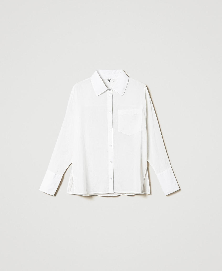 Muslin shirt with appliquéd pocket Star White Woman 241LM2RDD-0S