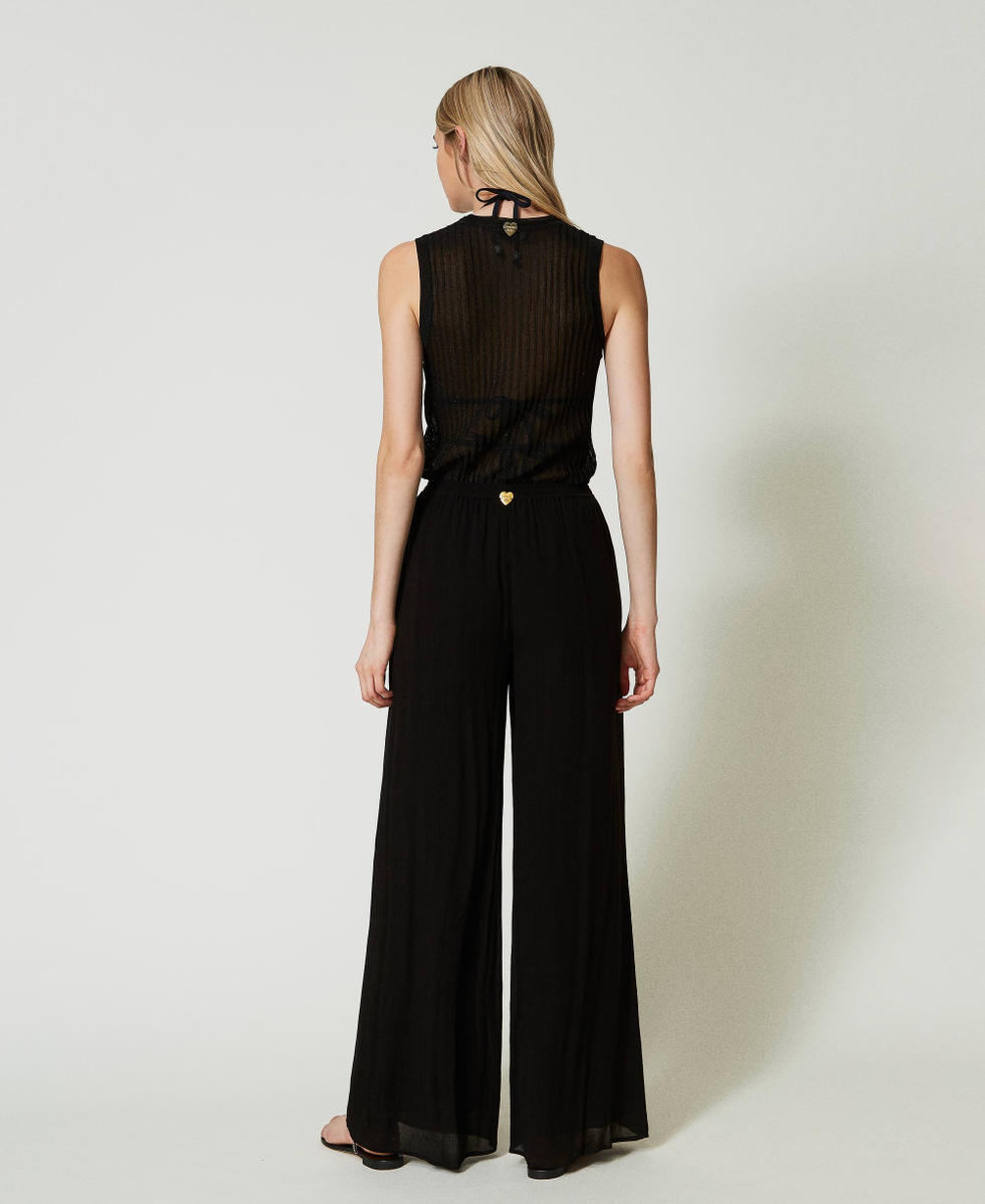 Creponne palazzo trousers Black Woman 241LM2SBB_00006_03