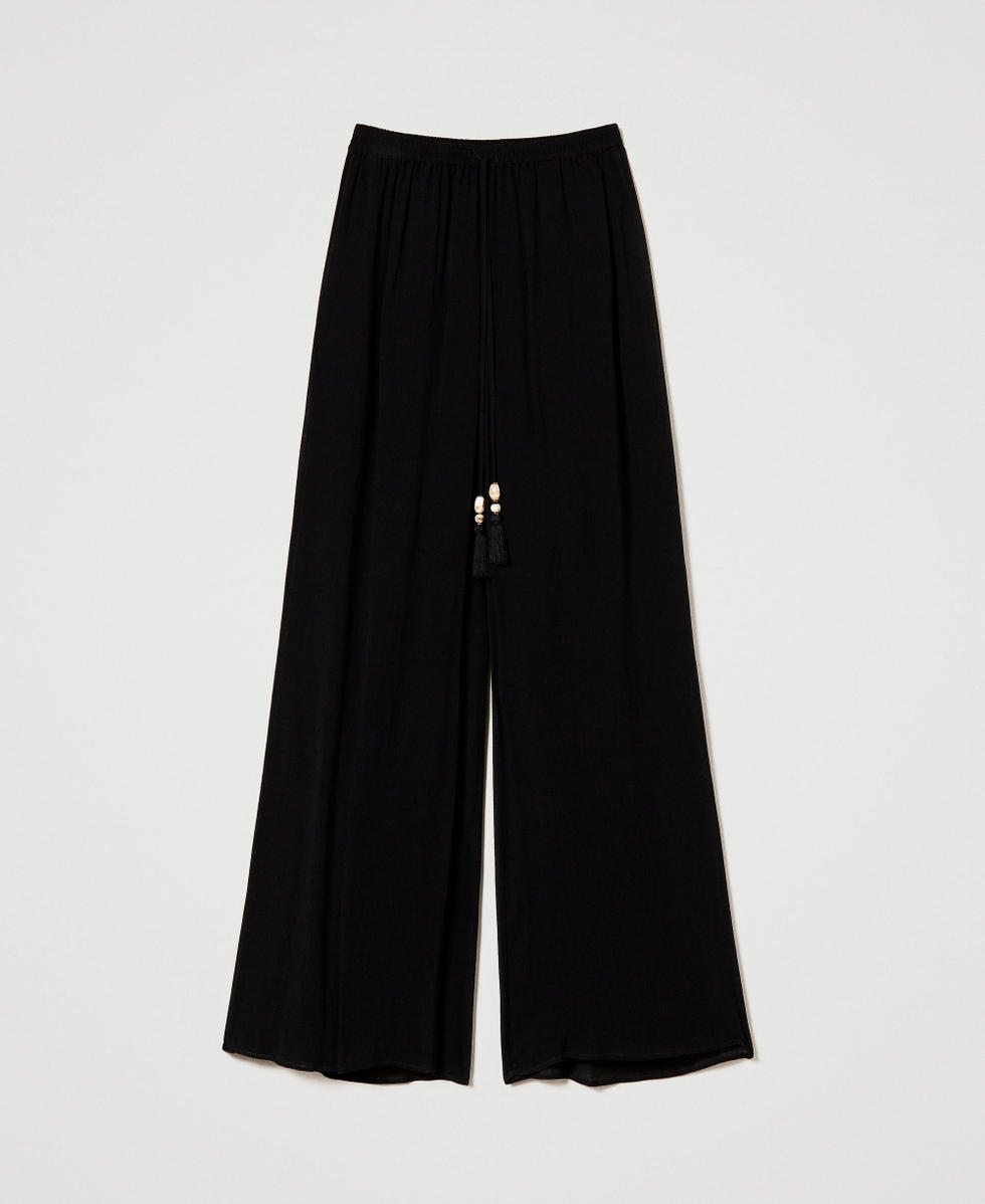 Creponne palazzo trousers Black Woman 241LM2SBB_00006_S0