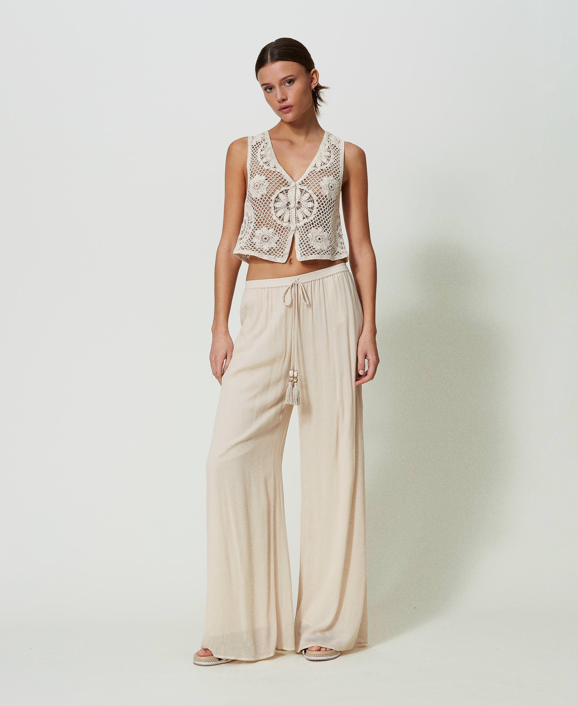 Creponne palazzo trousers