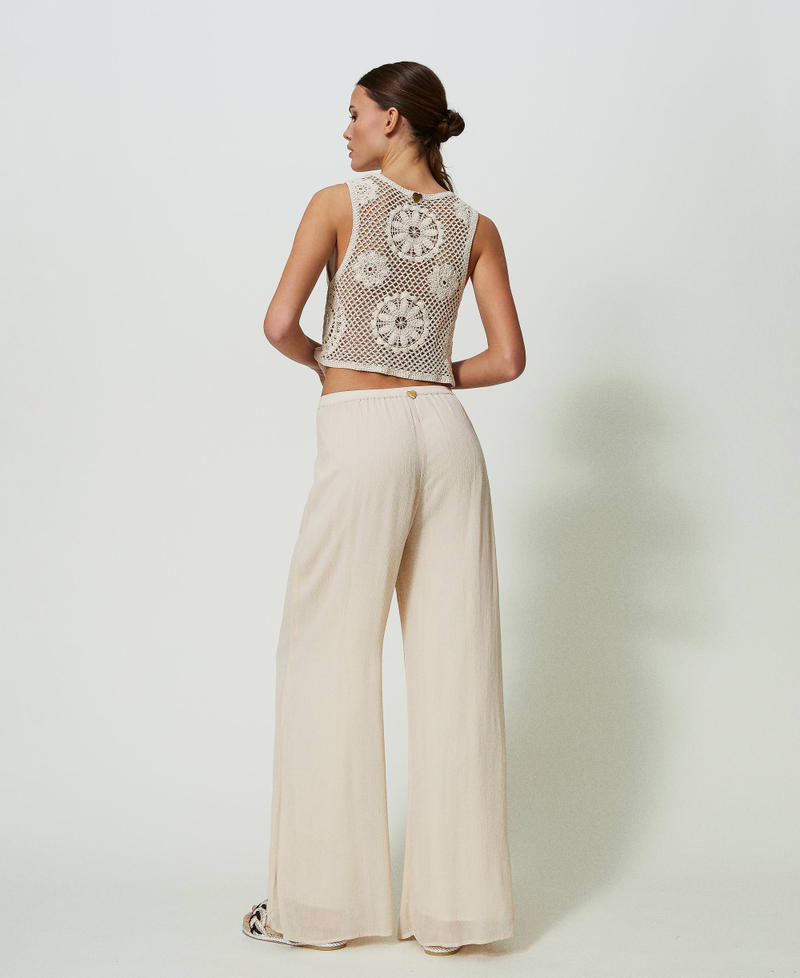 Palazzohose aus Krepon "Shell" Beige Frau 241LM2SBB_03705_03