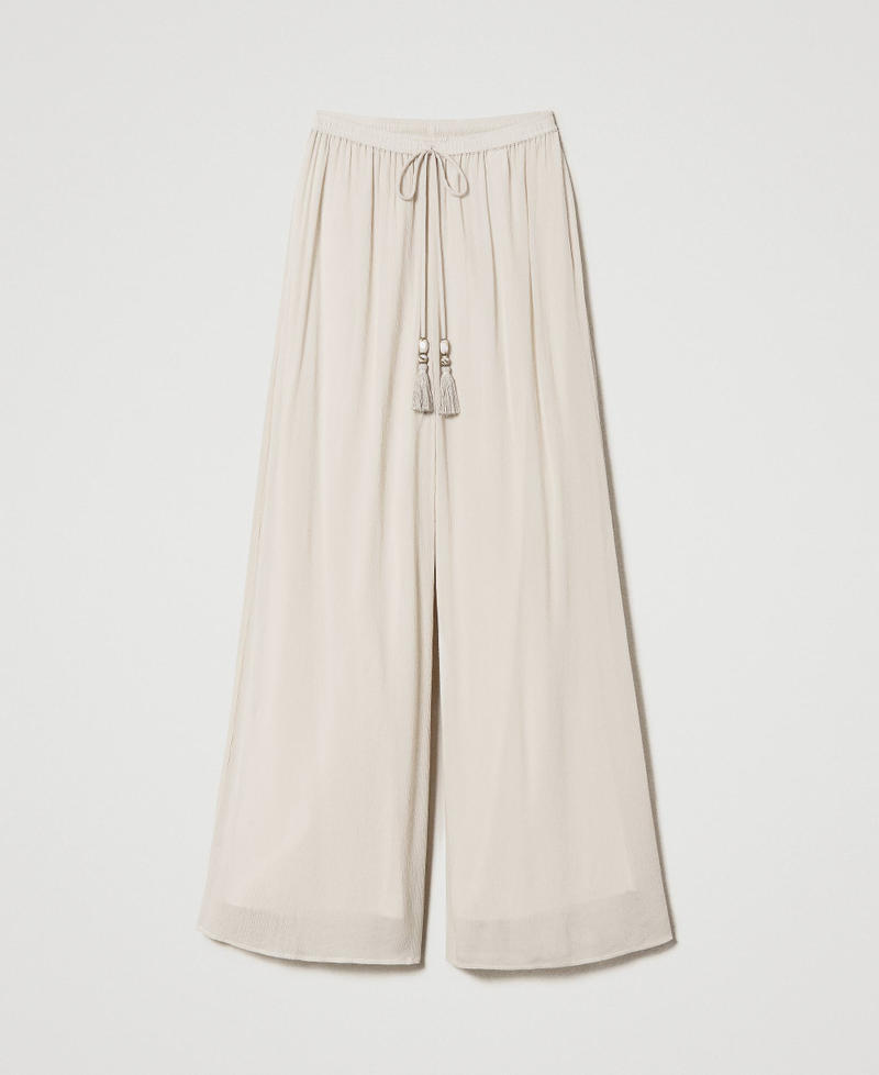 Creponne palazzo trousers "Shell" Beige Woman 241LM2SBB_03705_0S