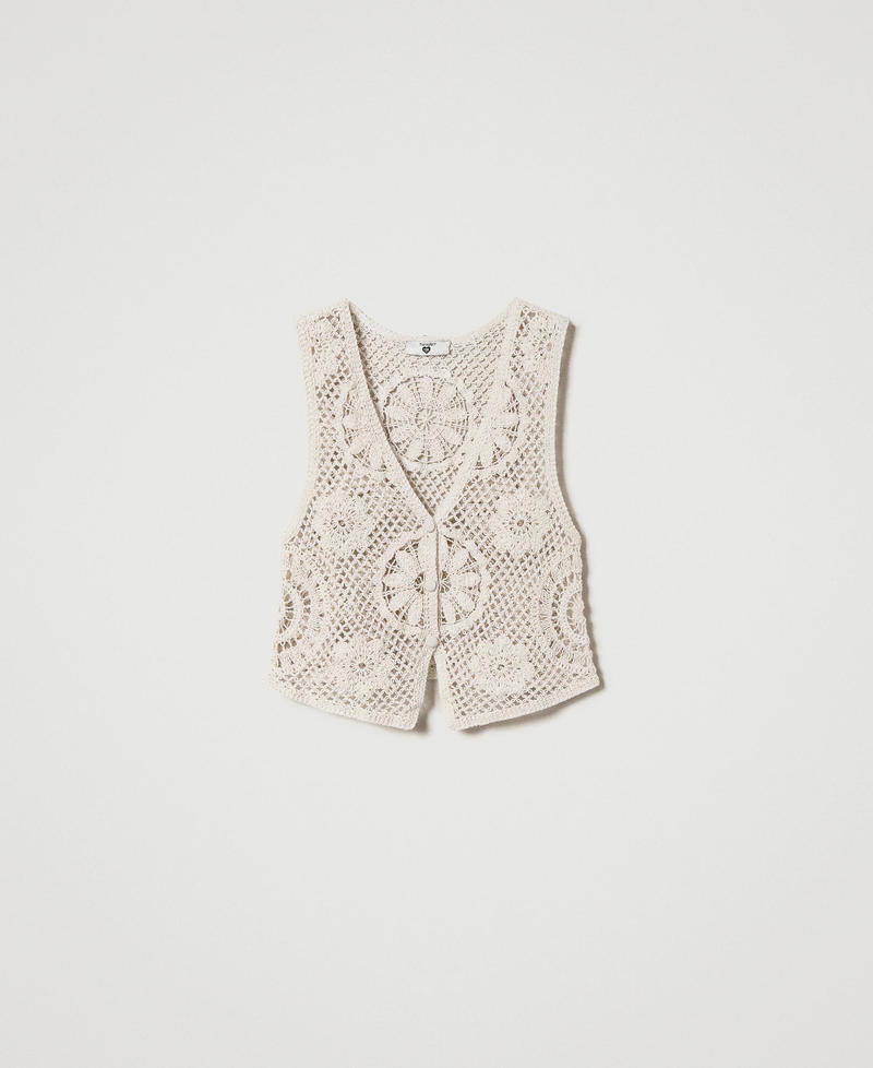Crochet waistcoat with buttons "Shell" Beige Woman 241LM2TAA-0S