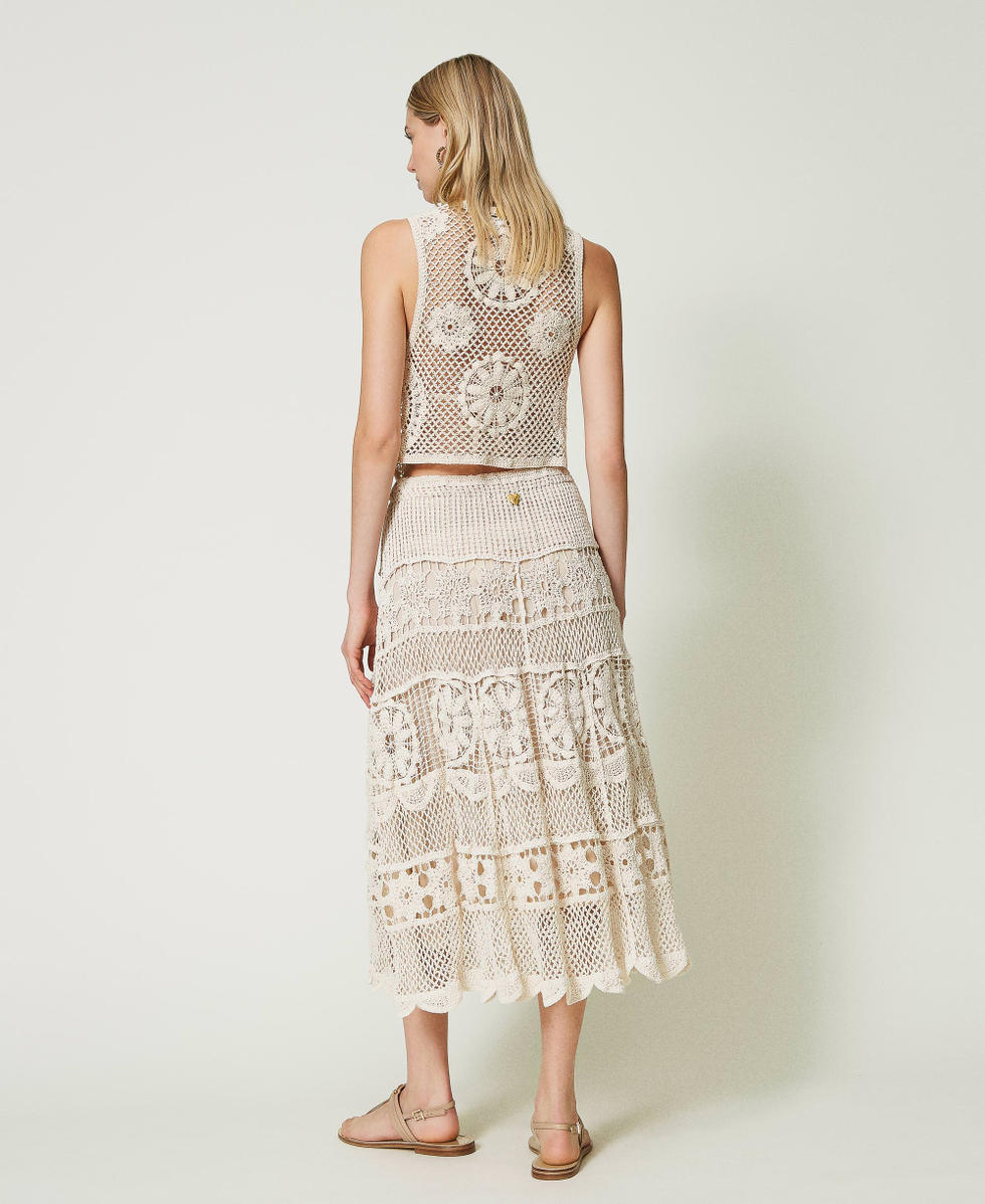 Jupe mi longue au crochet Femme Beige TWINSET Milano